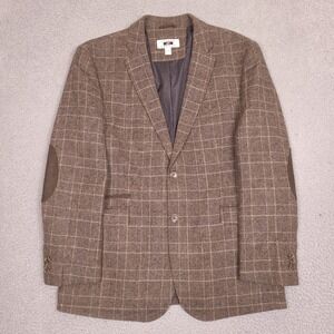 Joseph Abboud Sport Coat Blazer Jacket Wool Blend Mens Large Brown Elbow Patches